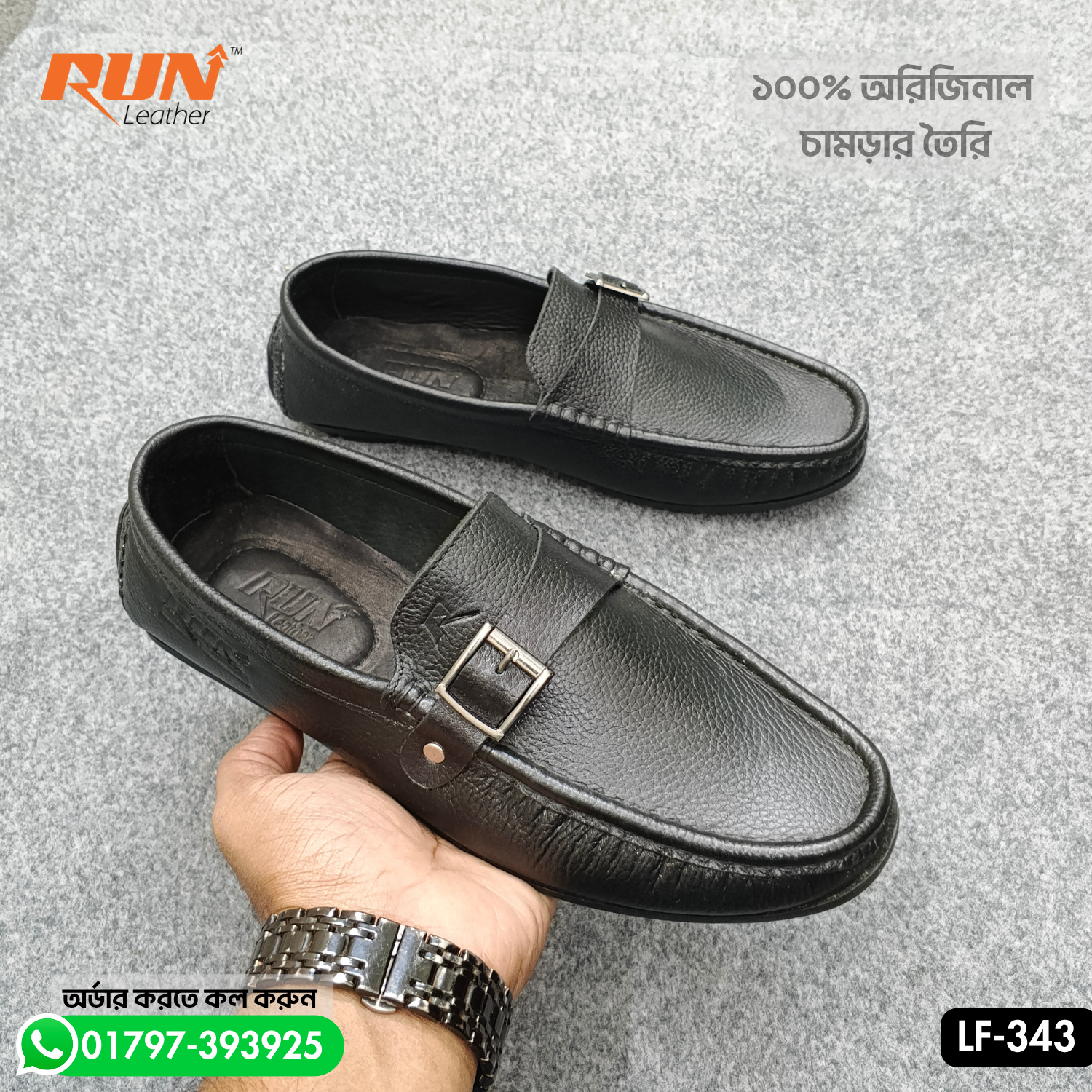 100% Original Leather buckle Loafer LF-343