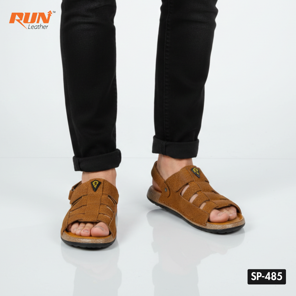 Run Leather Men’s Genuine Leather Casual Sandal – Brown SP-485