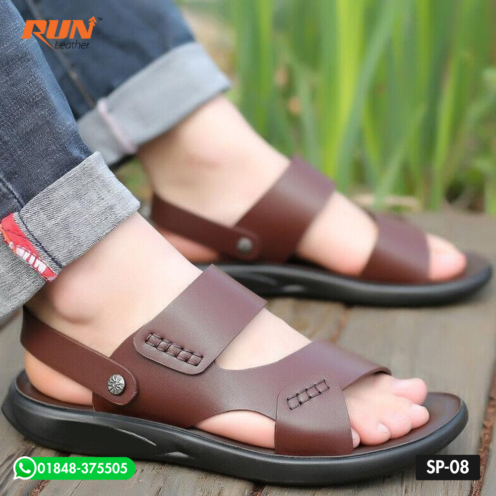 Mens fashionable Style Double Belt Casual Sandal Black SP-08