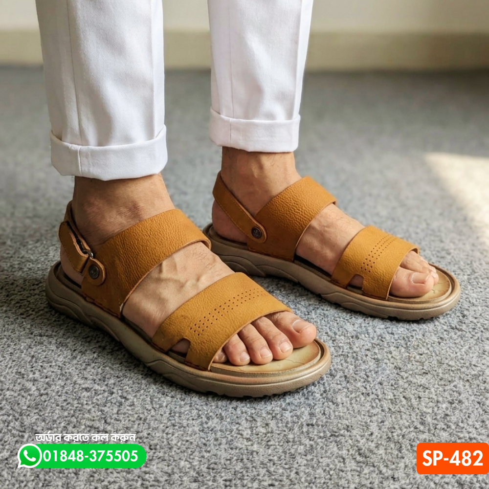 Run Leather Men’s Genuine Leather Casual Sandal – Brown SP-482
